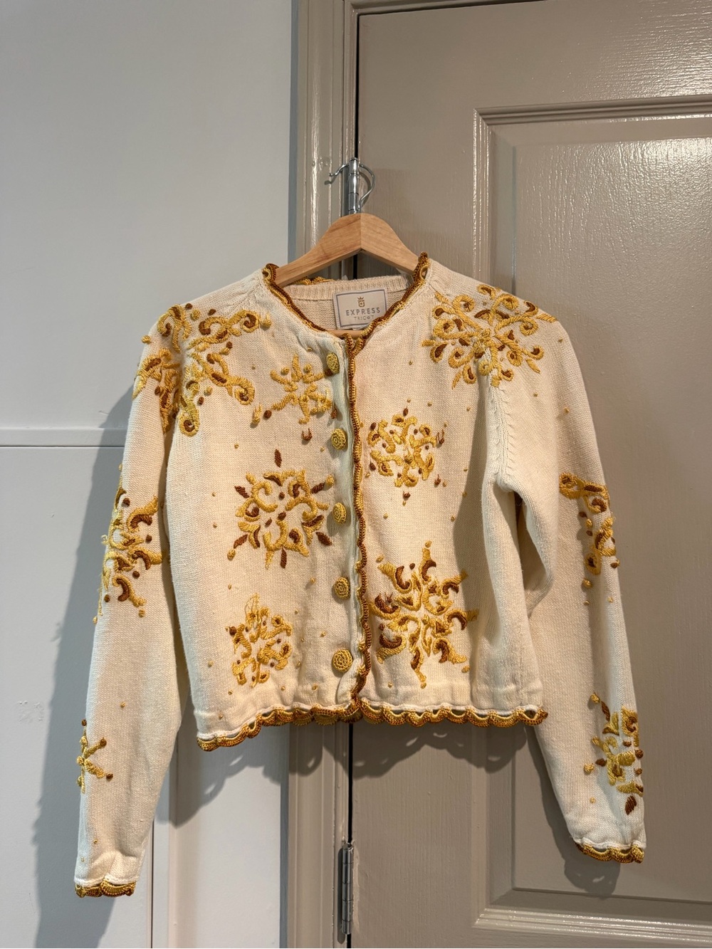 Vintage Express Tricot Embroidered Sweater Size Small